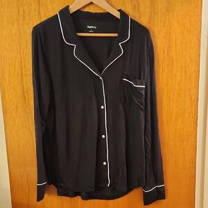 Gap Black Pajama Top With White Trim